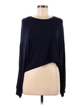 Buru Navy Long Sleeve Asymmetrical Hem Top Size S